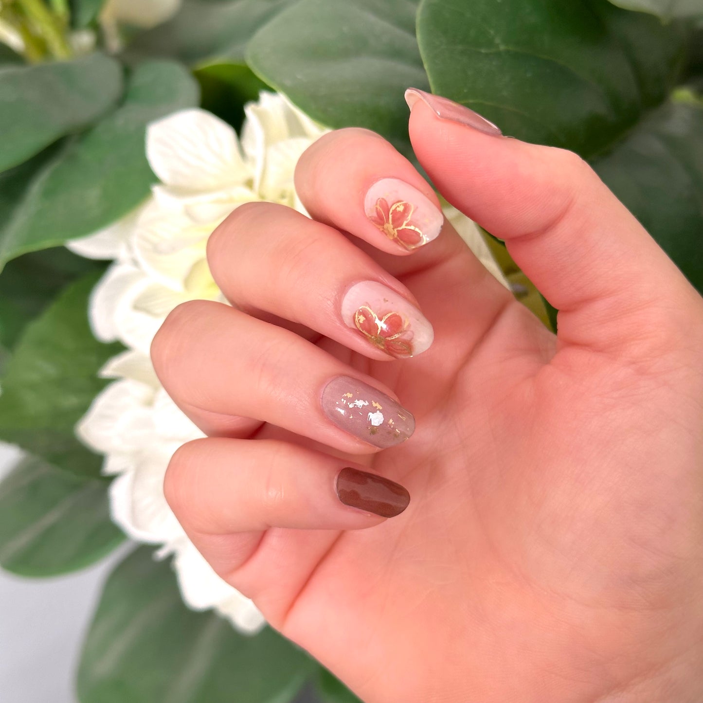 Mocha Flower Gellakstickers