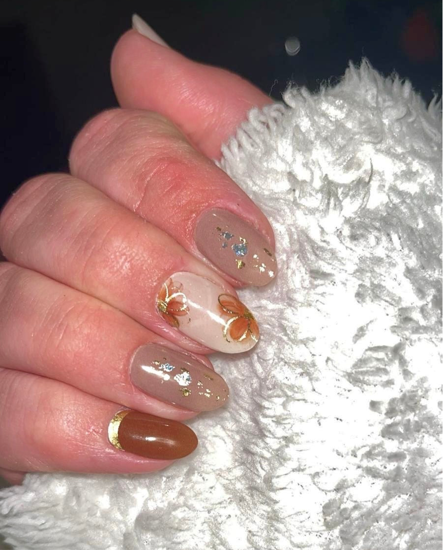 Mocha Flower Gellakstickers