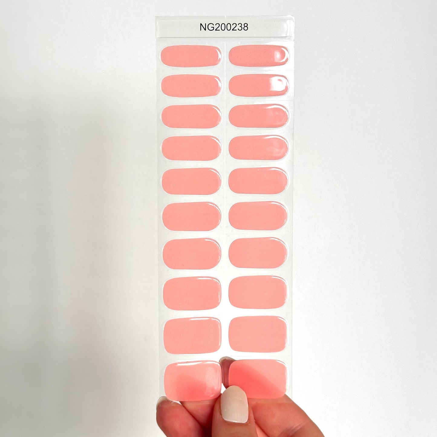 Effen zalmroze gellackstickers