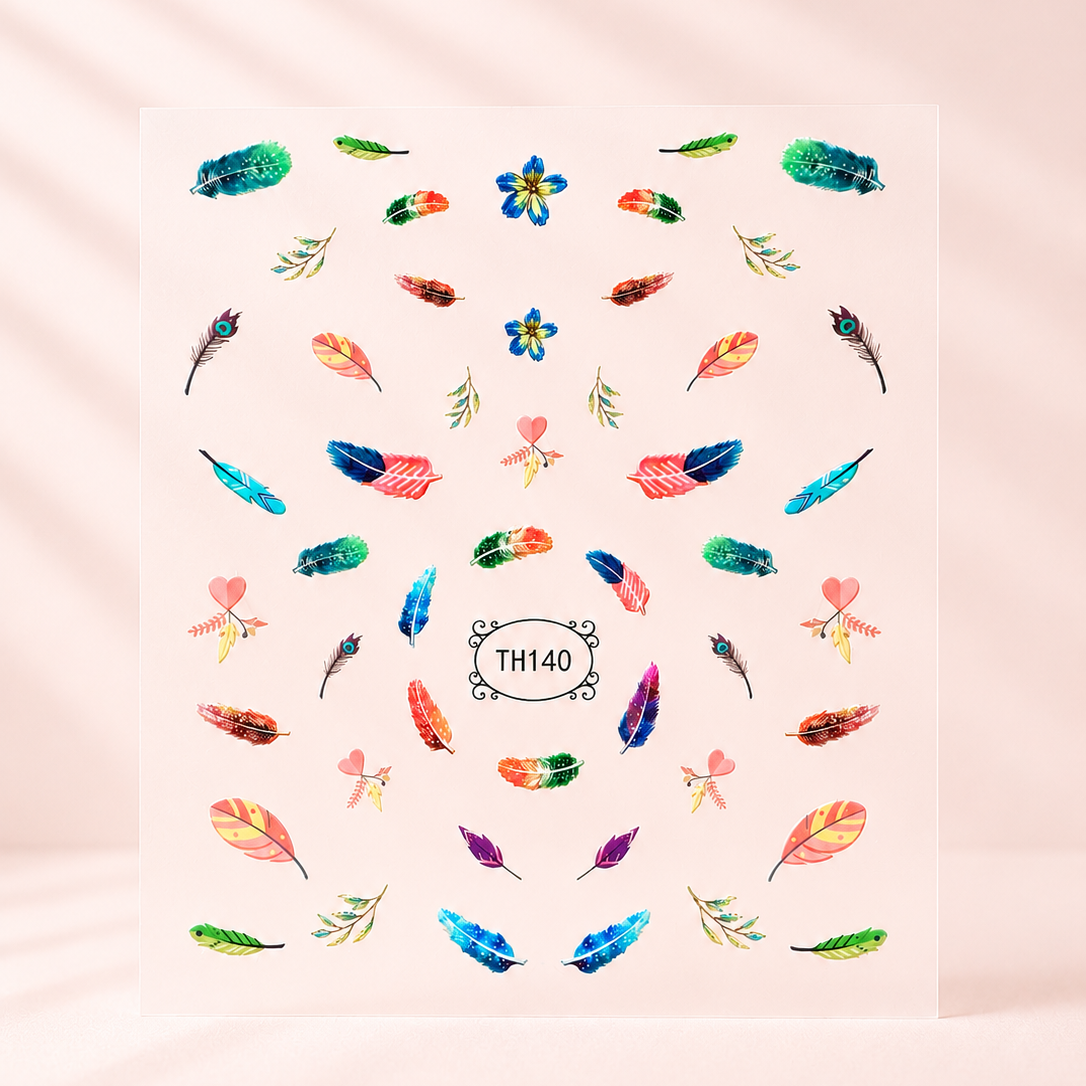 Nail art add-on nagelstickers met veren in verschillende kleuren en maten