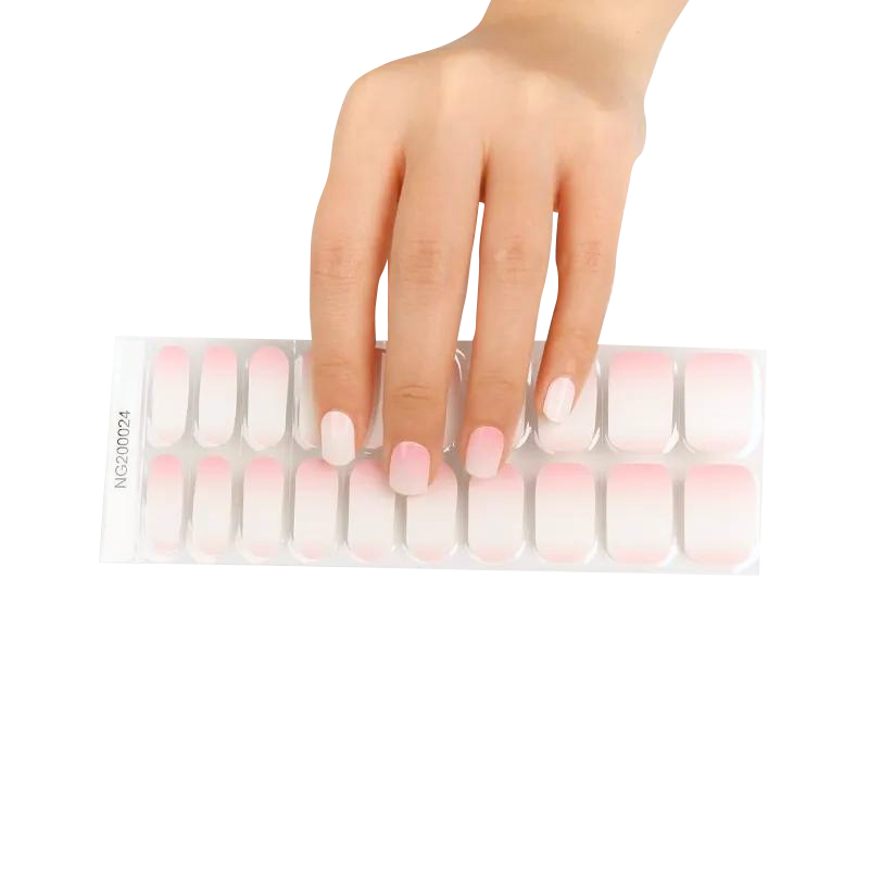 Babyboom/ombre gellakstickers met een subtiele overgang van lichtroze naar wit
